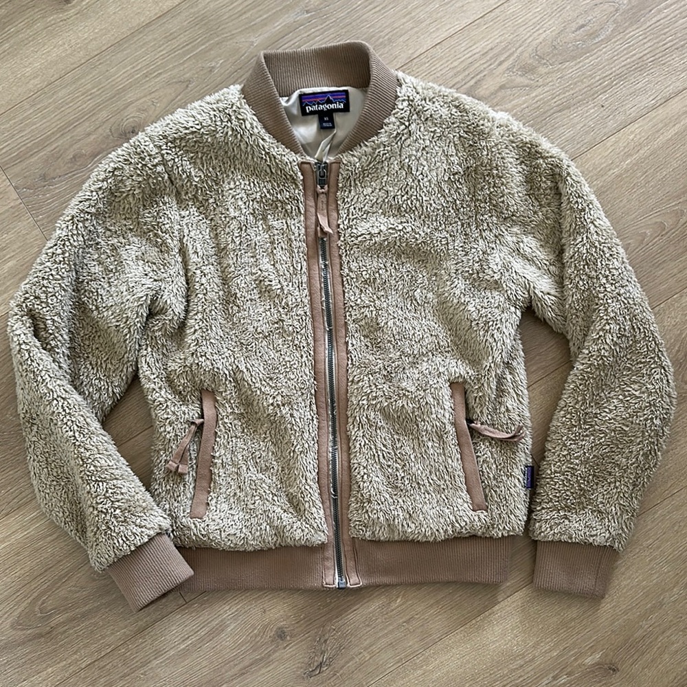 Patagonia Faux Fur Tan Bomber Jacket